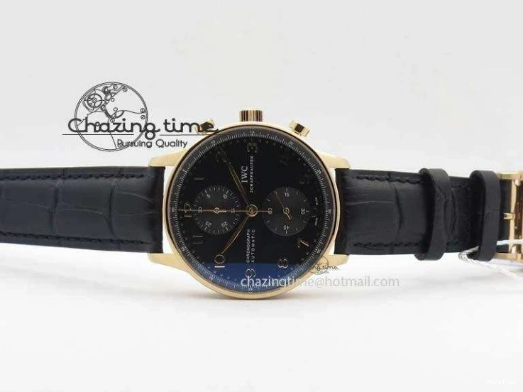 MIROTIME 0301 Portuguese Chrono RG IW371415 ZF 1:1 Best Edition Black Dial On Black Leather Strap A79350 (Slim Movement) FashionForward 7264